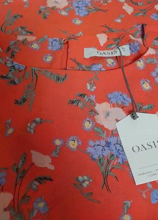 Модна блузка коралового кольору у квітковий принт oasis з биркою, блискавичне надсилання ⚡💫🚀5 фото