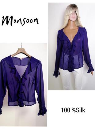 Красивая винтажная шелковая блуза monsoon1 фото