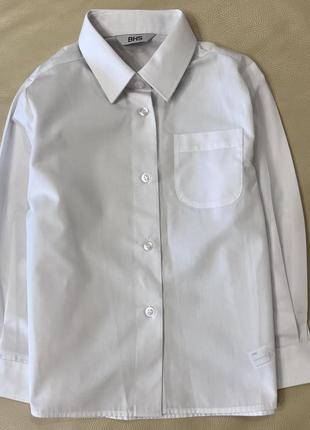 Белоснежная белая рубашка длинный рукав новая б/б 5 лет может быть дольше рост 110