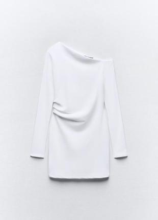Асимметричное белое платье zara new4 фото
