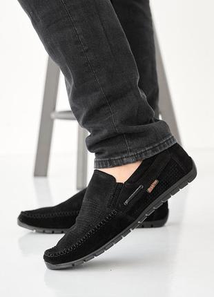 Легкие летние черные мужские мокасины замшевые,натуральная замша-мужская обувь на лето3 фото