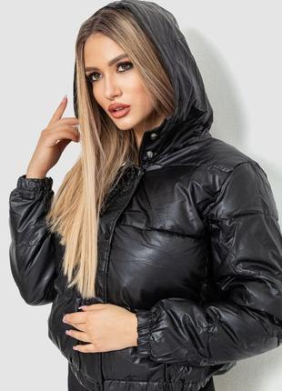 Куртка женская демисезонная экокожа, цвет черный 214r7292 фото