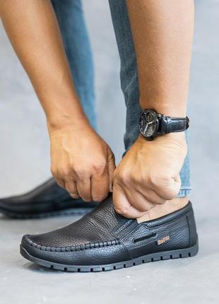 Стильні зручні чорні чоловічі туфлі-мокасини весняні-осінні шкіряні/натуральна шкіра-чоловіче взуття4 фото