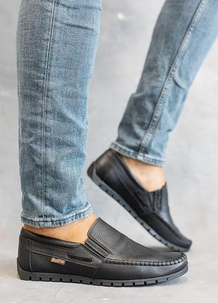 Стильні зручні чорні чоловічі туфлі-мокасини весняні-осінні шкіряні/натуральна шкіра-чоловіче взуття3 фото