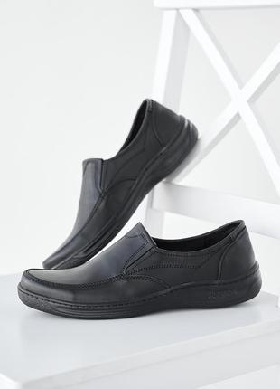 Стильовые черные удобные мужские мягкие туфли весна-осень, кожаные, натуральная кожа-мужская обувь деми