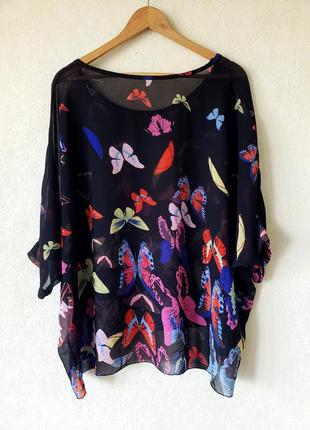 Новая итальянская блуза оверсайз принт  "разноцветные бабочки"