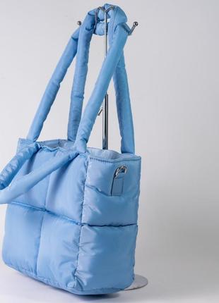 Жіноча сумка блакитна сумка нейлонова сумка подушка дута сумочка4 фото