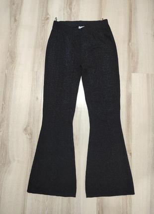 Трендовые штаны клеш в рубчик primark, плотные штаны-палаццо с люриксовой нитью l-xl2 фото