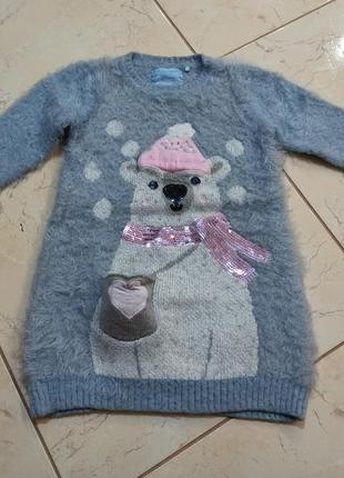 Новорічна святкова кофта джемпер для дівчинки бренд tu