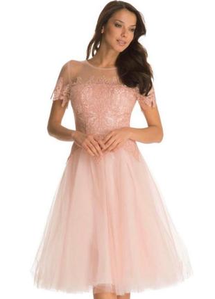 Мереживна сукня з блиском та спідницею із тюлі