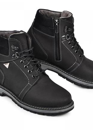 Кожаные ботинки кет3 maxus 110928 черный мат кожа