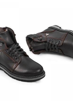 Кожаные ботинки для мальчика maxus 1102198 коричневая кожа3 фото