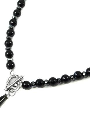 Эксклюзивные бусы "агатовая капля" агат,гематит грань