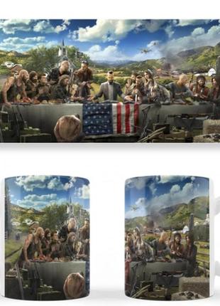 Чашка белая керамическая far cry 5 (фар край 5) ост