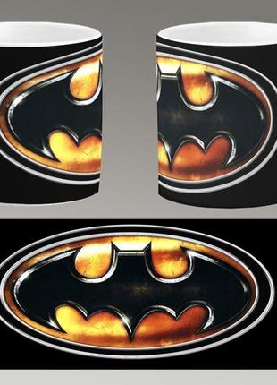 Чашка белая керамическая "бэтмен логотип" batman logo ост
