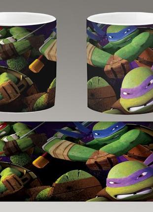 Чашка белая керамическая "черепашки-ниндзя" teenage mutant ninja turtles  ост