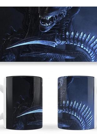 Чашка белая керамическая чужой (alien) ост