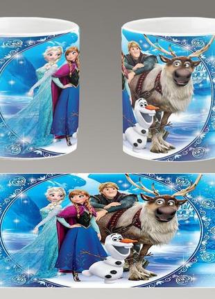 Чашка белая керамическая "холодное сердце" frozen  abc