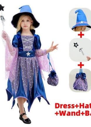 Детский костюм волшебница - ведьмочка хэллоуин (140-150) ост halloween2 фото