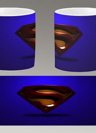 Чашка белая керамическая "супермен логотип" superman - logo  ост1 фото