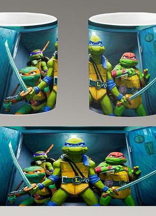 Чашка белая керамическая "черепашки-ниндзя" teenage mutant ninja turtles  ост
