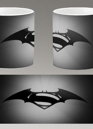 Чашка белая керамическая "бэтмен логотип" batman logo ост