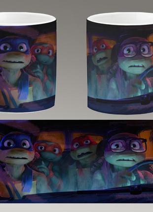 Чашка белая керамическая "черепашки-ниндзя" teenage mutant ninja turtles  ост