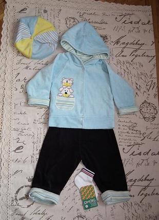 Идеальный теплый велюровый комплект плюс берет