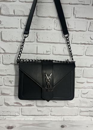 Чорна стильна жіноча сумочка у стилі ysl2 фото