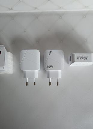 Сетевое зарядное устройство адаптер блок для зарядки телефона 20w usb + type-c white  быстрая зарядка