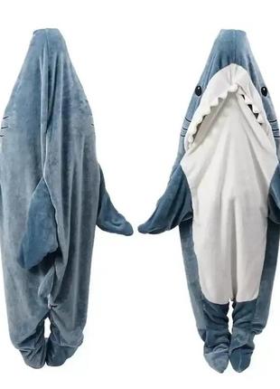 Пижама акула кигуруми для взрослых серо-синяя акула2 фото