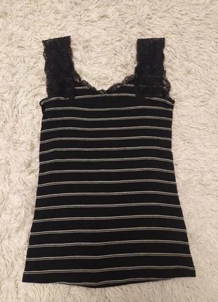 Майка з мереживом з красивою спинкою в смужку