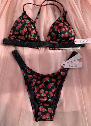 Термосумка у подарунок!!! купальник зі стразами victoria's secret swim shine strap4 фото