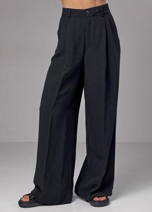 Женские широкие брюки-палаццо со стрелками - черный цвет, l (есть размеры)