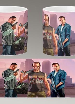 Чашка біла керамічна "gta 5" grand theft auto v "гта 5" ост