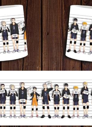 Чашка белая керамическая "волейбол" haikyuu ост