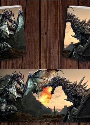 Чашка белая керамическая с принтом "the elder scrolls v: skyrim" скайрим  ост