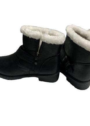 Женские зимние ботинки сапожки на змейке abc c мехом черные2 фото