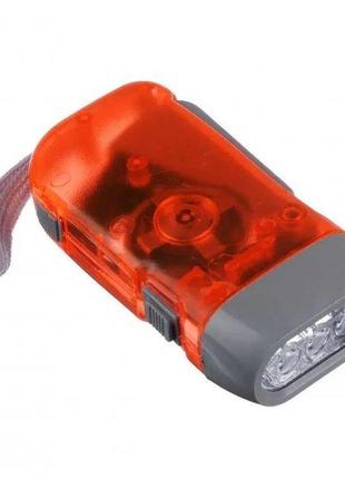 Ліхтарик ручний світлодіодний з акумулятором із динамомашиною watton wt-092 червоний6 фото