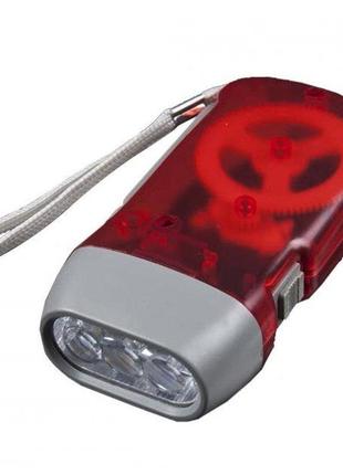 Ліхтарик ручний світлодіодний з акумулятором із динамомашиною watton wt-092 червоний3 фото