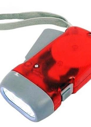Ліхтарик ручний світлодіодний з акумулятором із динамомашиною watton wt-092 червоний5 фото