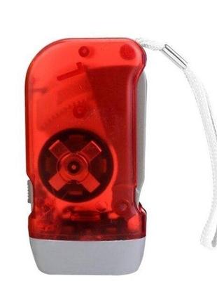 Ліхтарик ручний світлодіодний з акумулятором із динамомашиною watton wt-092 червоний4 фото