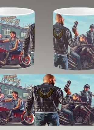 Чашка біла керамічна "gta 5" grand theft auto v "гта 5" ост