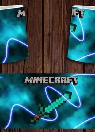 Чашка белая керамическая  "minecraft" майнкрафт ост