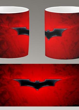 Чашка белая керамическая "бэтмен логотип" batman logo ост