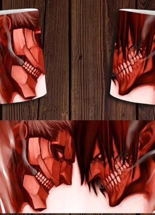 Чашка белая керамическая "атака титанов"  shingeki no kyojin  ост