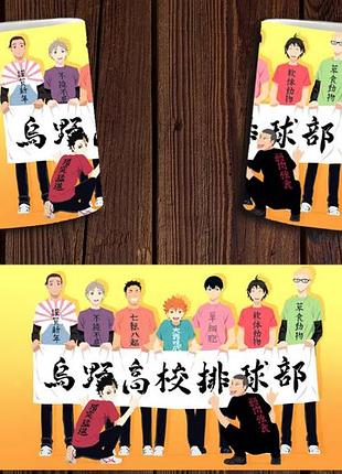Чашка біла керамічна "волейбол" haikyuu ост