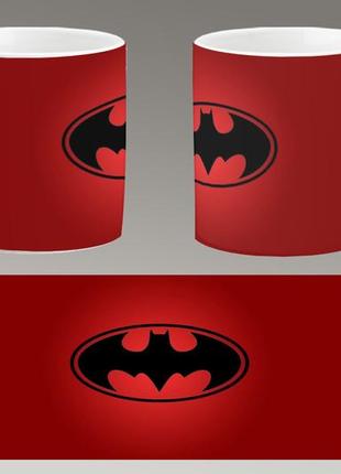 Чашка белая керамическая "бэтмен логотип" batman logo ост