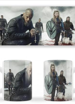 Чашка біла керамічна vikings вікінги ост