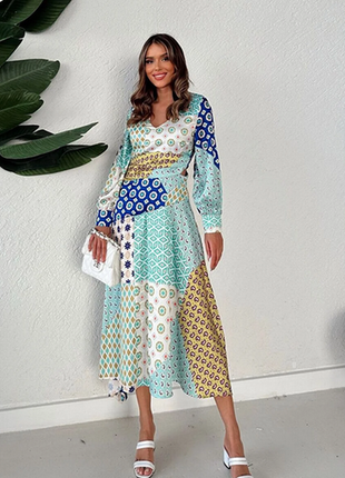 Sale🔥🔥🔥 атласное платье zara в стиле печворк xl 46-481 фото